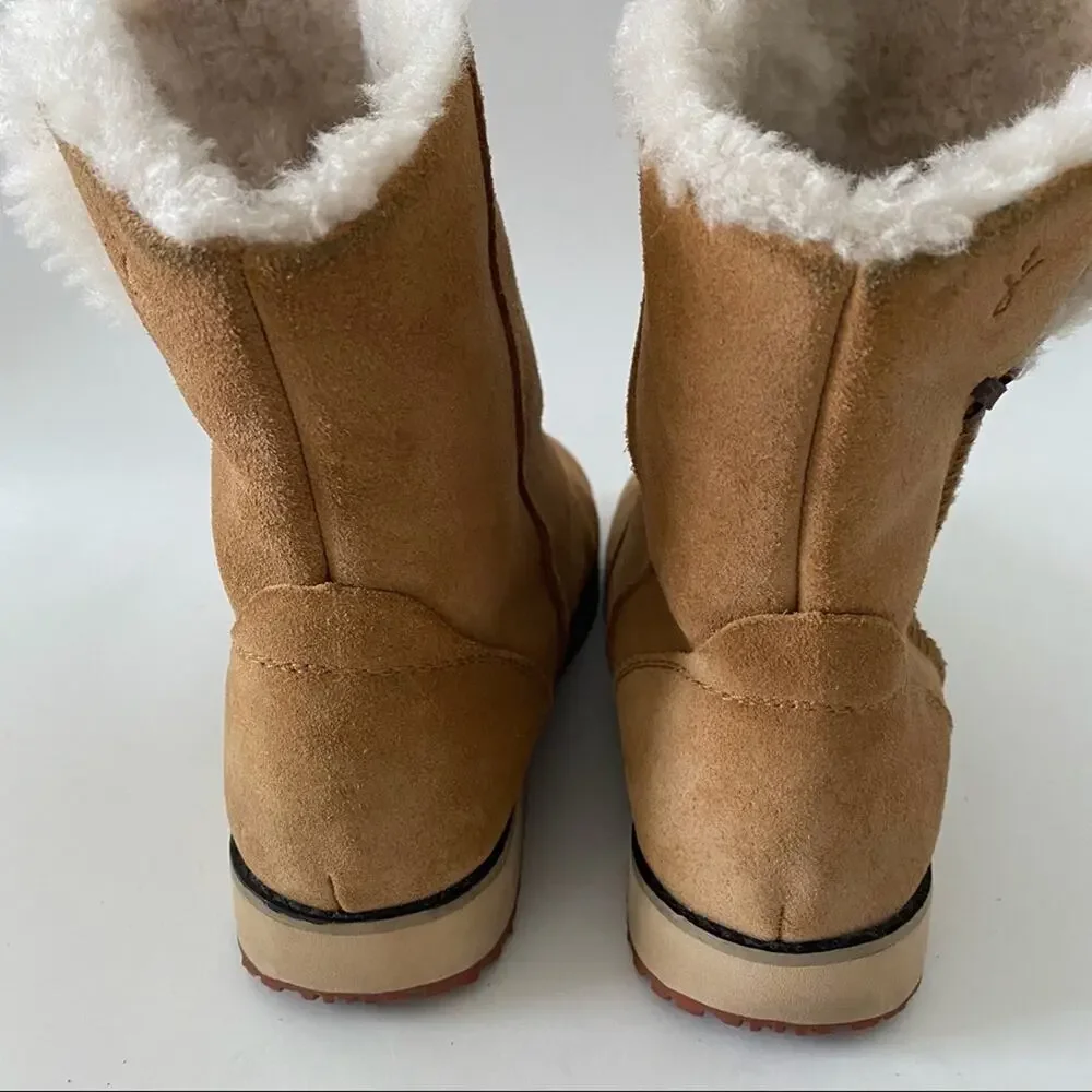 EMU Australia Beach Lo Winter Real Sheepskin & Suede Boots Sz 5 Camel